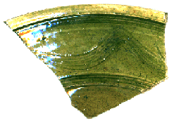 grün glasiertes Tellerfragment, Irdenware